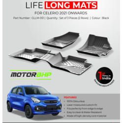 GFX Premium Life Long Car Floor Foot Mats For Maruti Suzuki Celerio (2021-Onwards) Black