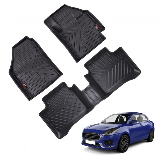 GFX Premium Life Long Car Floor Foot Mats For Maruti Suzuki Dzire (2017-Onwards) Black