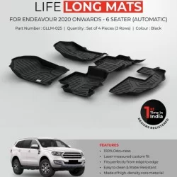 GFX Premium Life Long Car Floor Foot Mats For Ford Endeavour (2019-Onwards) Black