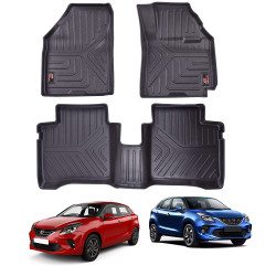 GFX Premium Life Long Car Floor Foot Mats For Toyota Glanza (2018-Onwards) Black