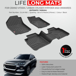 GFX Premium Life Long Car Floor Foot Mats For Maruti Suzuki Grand Vitara (2022-Onwards) Black GFX Premium Life Long Car Floor Foot Mats For Maruti Suzuki Grand Vitara (2022-Onwards) Black