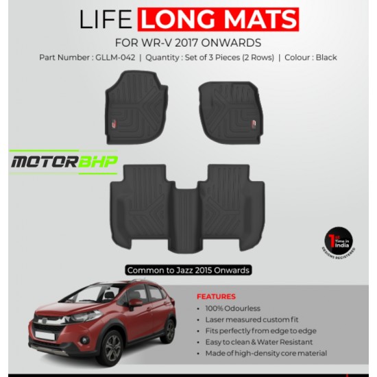  Honda WR-V GFX Premium Life Long Car Floor Foot Mats Black (2017-Onwards)