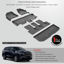GFX Premium Life Long Car Floor Foot Mats For Toyota Hycross Black With Trunk Mat GFX Premium Life Long Car Floor Foot Mats For Toyota Hycross Black With Trunk Mat