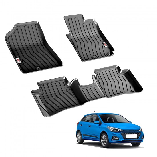 Premium Life Long Car Floor Foot Mats For Hyundai i20 Elite (2018-Onwards) Black