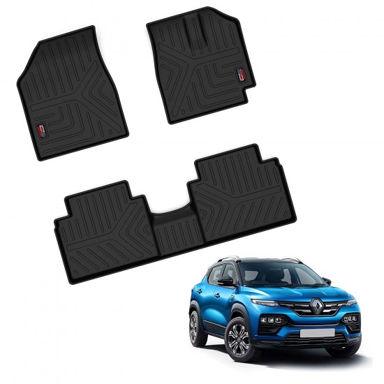 GFX Premium Life Long Car Floor Foot Mats For Renault Kiger (2021-Onwards) Automatic Black