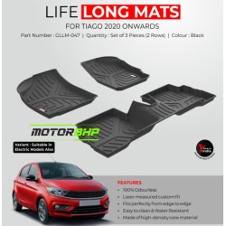 GFX Premium Life Long Car Floor Foot Mats For Tata Tiago (2020-Onwards) Black 
