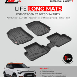 Citroen C3 GFX Premium Life Long Car Floor Foot Mats Black (2022-Onwards) Citroen C3 GFX Premium Life Long Car Floor Foot Mats Black (2022-Onwards)