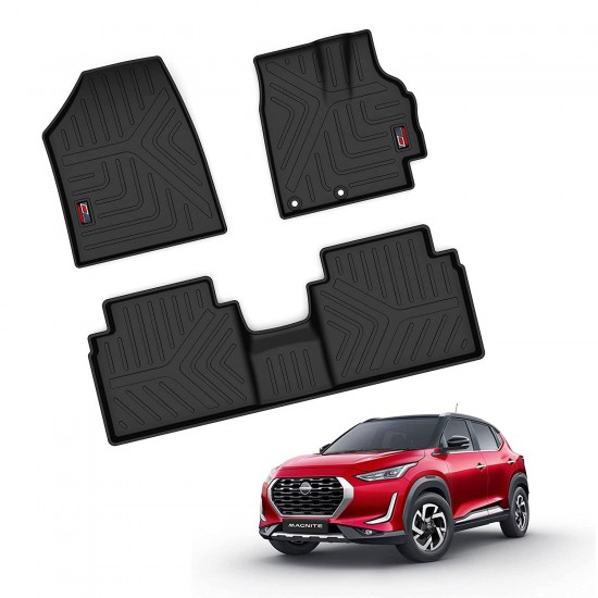 GFX Premium Life Long Car Floor Foot Mats For Nissan Magnite (2021-Onwards)Manual Black