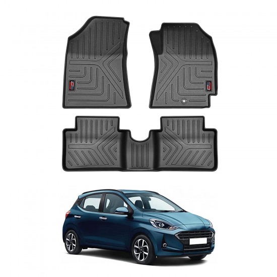 GFX Premium Life Long Car Floor Foot Mats For Hyundai Grand I10 Nios (2018 Onwards) Black