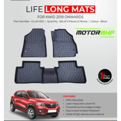 Renault Kwid Life Long Car Floor Foot Mats Black (2019-Onwards) Renault Kwid Life Long Car Floor Foot Mats Black (2019-Onwards)