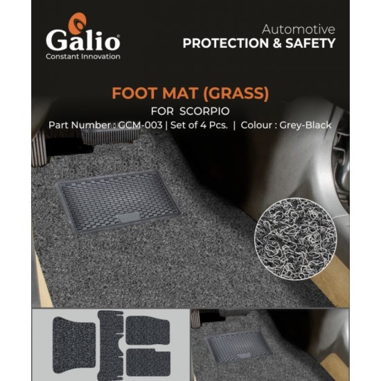 Galio Mahindra Scorpio Foot Mats (Grass) (2017-Onwards) Black