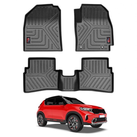 GFX Premium Life Long Car Floor Foot Mats For Kia Sonet (2020-Onwards) Black