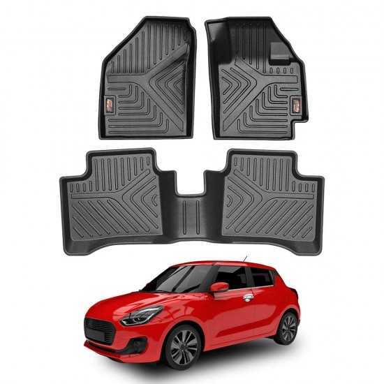 GFX Premium Life Long Car Floor Foot Mats For Maruti Suzuki Swift (2018-Onwards) Black