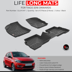 GFX Premium Life Long Car Floor Foot Mats For Tata Tiago (2016-Onwards) Black  GFX Premium Life Long Car Floor Foot Mats For Tata Tiago (2016-Onwards) Black