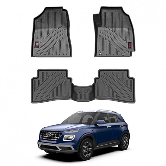 GFX Premium Life Long Car Floor Foot Mats For Hyundai Venue (2019-Onwards) Black