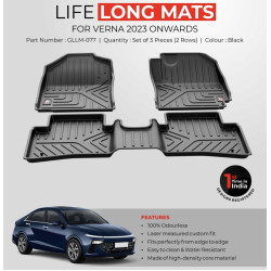 Premium Life Long Car Floor Foot Mats For Hyundai Verna (2023-Onwards) Black
