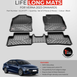 Premium Life Long Car Floor Foot Mats For Hyundai Verna (2023-Onwards) Black Premium Life Long Car Floor Foot Mats For Hyundai Verna (2023-Onwards) Black