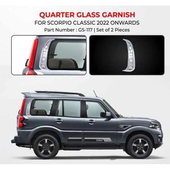  Mahindra Scorpio Classic Quarter Glass Chrome Garnish (2022-Onwards)