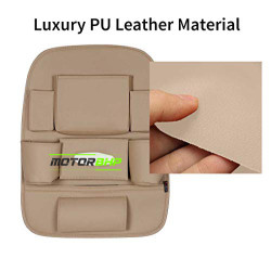 Universal PU 3D Leather Auto Car Seat Back Organizer -Beige