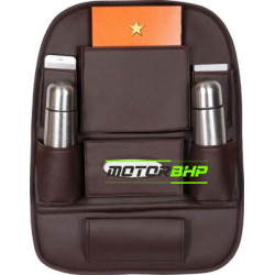 Universal PU 3D Leather Auto Car Seat Back Organizer -Coffee
