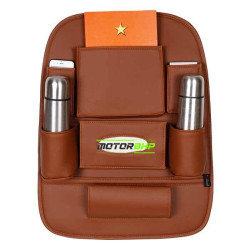 Universal PU 3D Leather Auto Car Seat Back Organizer -Tan Universal PU 3D Leather Auto Car Seat Back Organizer -Tan