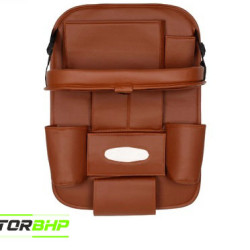 Universal PU 3D Leather Auto Car Seat Back Organizer With Meal Tray -Tan Universal PU 3D Leather Auto Car Seat Back Organizer With Meal Tray -Tan