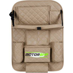 Universal PU Leather 7D Auto Car Seat Back Organizer With Meal Tray-Beige  Universal PU Leather 7D Auto Car Seat Back Organizer With Meal Tray-Beige