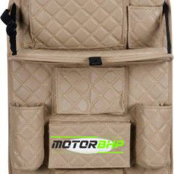 Universal PU Leather 7D Auto Car Seat Back Organizer With Meal Tray-Beige  Universal PU Leather 7D Auto Car Seat Back Organizer With Meal Tray-Beige