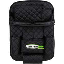  Universal PU Leather 7D Auto Car Seat Back Organizer With Meal Tray-Black