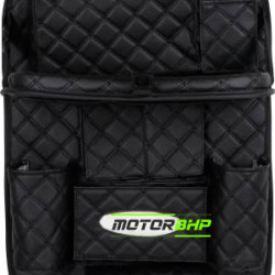 Universal PU Leather 7D Auto Car Seat Back Organizer With Meal Tray-Black  Universal PU Leather 7D Auto Car Seat Back Organizer With Meal Tray-Black
