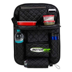 Universal PU Leather 7D Auto Car Seat Back Organizer With Meal Tray-Black  Universal PU Leather 7D Auto Car Seat Back Organizer With Meal Tray-Black