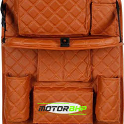 Universal PU Leather 7D Auto Car Seat Back Organizer With Meal Tray-Tan  Universal PU Leather 7D Auto Car Seat Back Organizer With Meal Tray-Tan