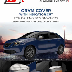 GFX Maruti Suzuki Baleno OVRM Chrome Cover With Indicators Cuts (2015-Onwards)  GFX Maruti Suzuki Baleno OVRM Chrome Cover With Indicators Cuts (2015-Onwards)