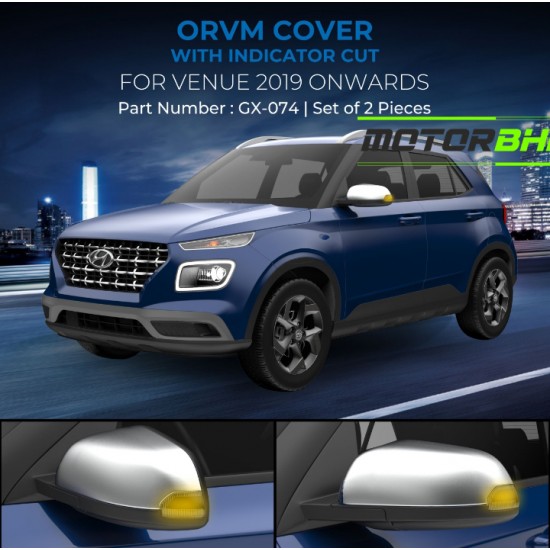 Hyundai Venue (2019 Onwards) OVRM Cover With Indicator Cut Chrome Garnish 