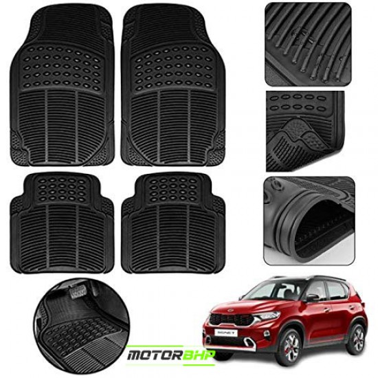 Kia sonet Premium Quality Car Rubber Floor Mat- Black