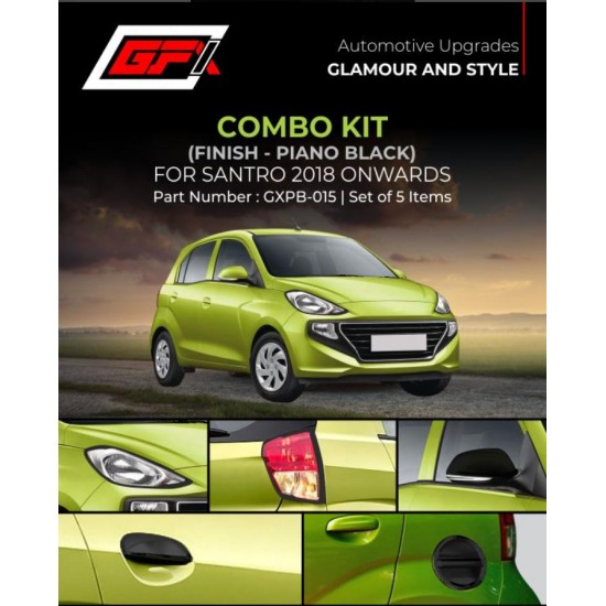 GFX Hyundai Santro 2018 Onwards Combo Kit -Piano Black-Finish