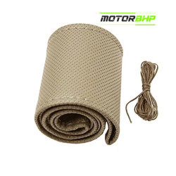 Car Leather Stichable Steering Cover Beige   Car Leather Stichable Steering Cover Beige
