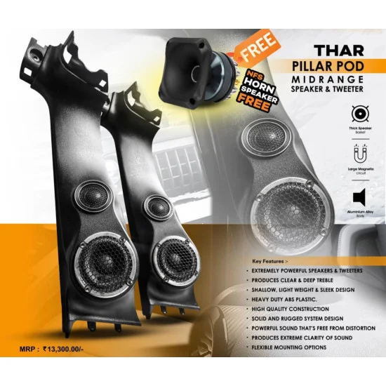 Buy Mahindra Thar Pillar Pod Midrange Speaker & Tweeter