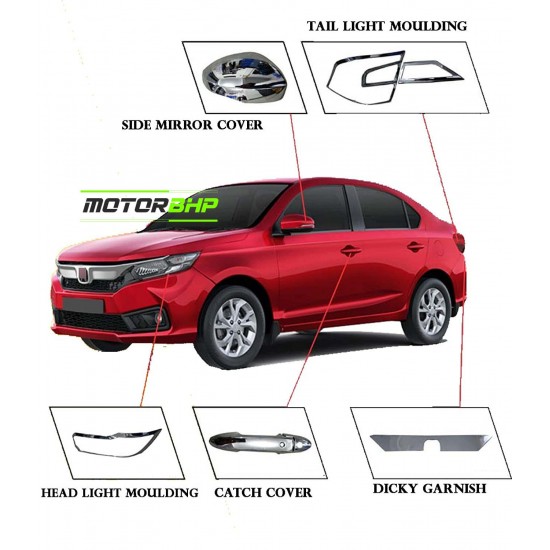 Honda Amaze 2018 Chrome Accessories Combo Kit  (Set of 6 items) 