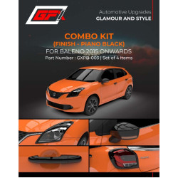 GFX Maruti Suzuki Baleno Chrome Accessories Piano Black Combo Kit  (Set of 4 items) (2015-Onwwards)  GFX Maruti Suzuki Baleno Chrome Accessories Piano Black Combo Kit  (Set of 4 items) (2015-Onwwards)