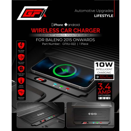  GFX Maruti Suzuki Baleno Wireless Car Charger (2015-Onwwards)