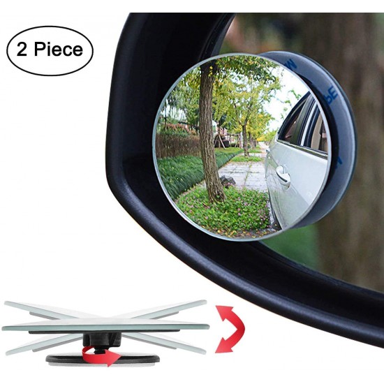  Universal Glass Blind Spot Round Wide Angle Adjustable 360° Rotate Convex Rear View Mirror 