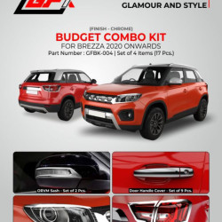 GFX Maruti Suzuki Brezza Chrome Accessories Combo Kit (Set of 4 items) (2020-Onwards) GFX Maruti Suzuki Brezza Chrome Accessories Combo Kit (Set of 4 items) (2020-Onwards)