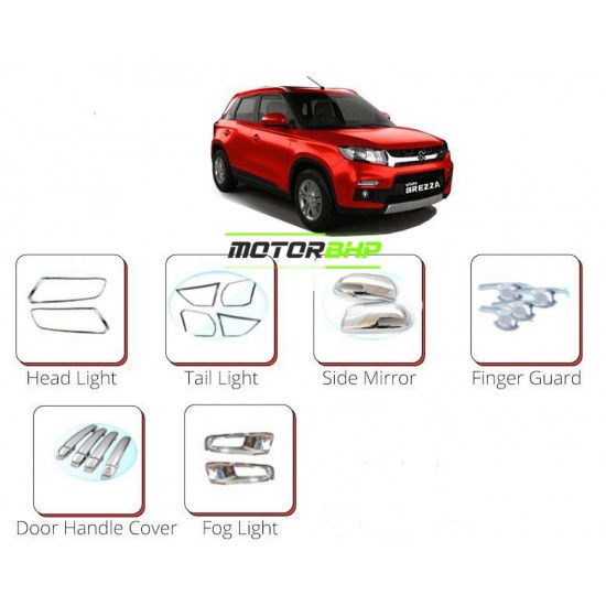  Maruti Suzuki Brezza 2020 Chrome Accessories Combo Kit  (Set of 6 items) 