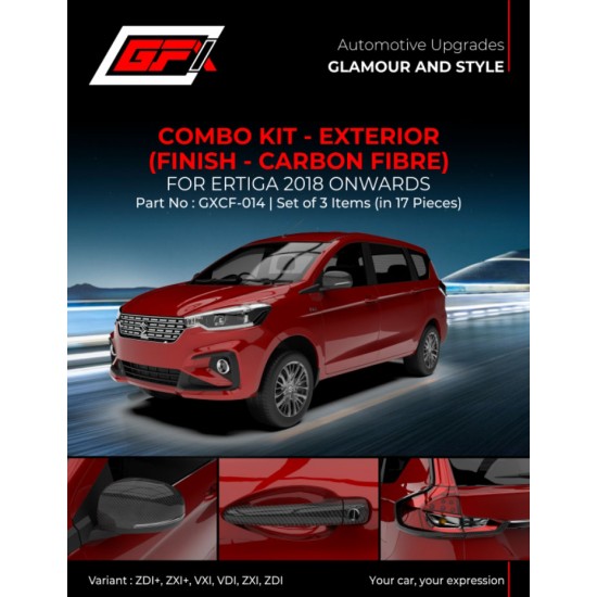  GFX Maruti Suzuki Ertiga Black Chrome Accessories Combo Kit 20 (Set of 3 items) (2018-Onwards)