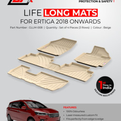Premium Life Long Car Floor Foot Mats For Maruti Suzuki Ertiga (2018-Onwards) Beige Premium Life Long Car Floor Foot Mats For Maruti Suzuki Ertiga (2018-Onwards) Beige