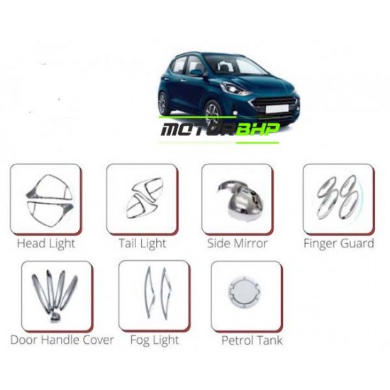  Hyundai Grand i10 Nios Chrome Accessories Combo Kit  (Set of 6items) 