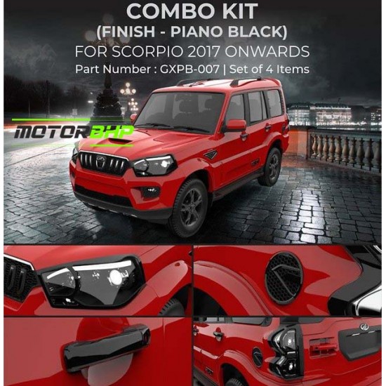 Mahindra Scorpio Black Chrome Accessories Combo Kit  (Set of 12 items) (2017-Onwards)