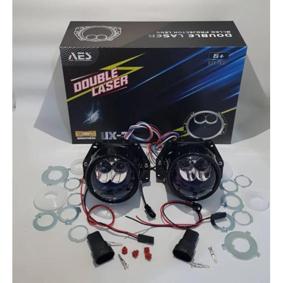 AES Double Laser UX2 Bi-Led 3 Inch 140watt Headlight Projector