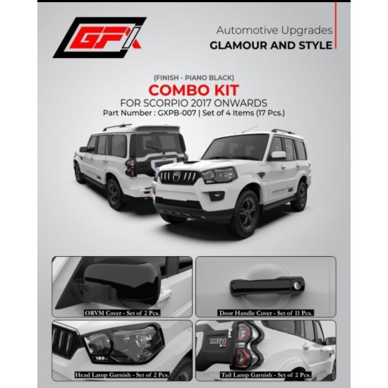 Mahindra Scorpio Black Chrome Accessories Combo Kit 10 (Set of 4 items) (2017-Onwards)